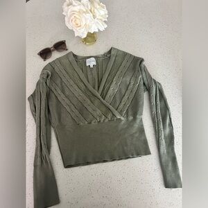 Pink Rose ,Olive V-Neck Sweater, size medium